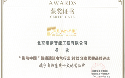 球友体育荣获“2012年度楼宇自控系统十大优秀品牌”